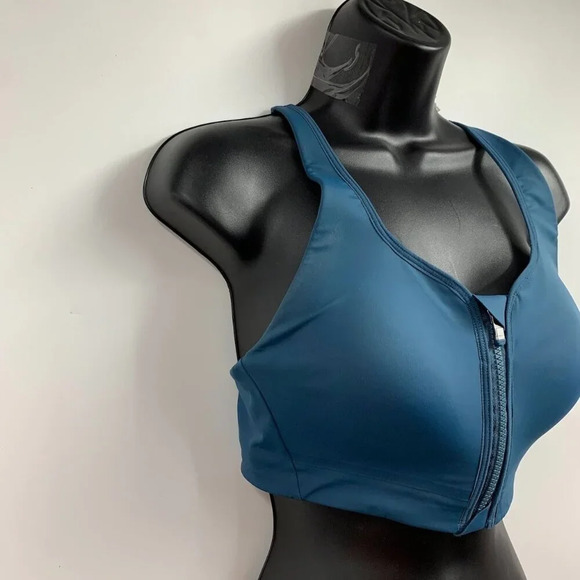 Athleta Women's Advance Zip Front B-DD Sequoia Blue Sports Bra Size 34C - Picture 5 of 11
